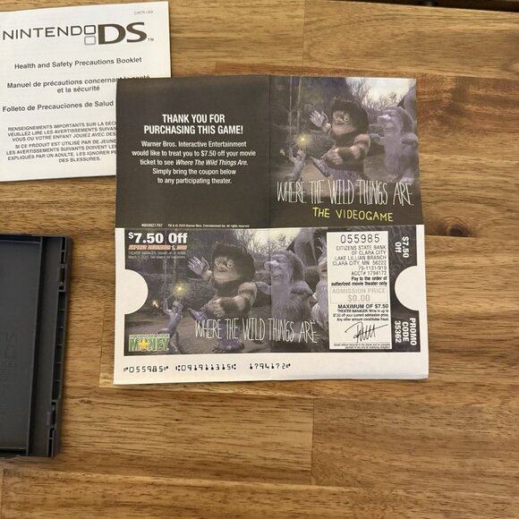 Nintendo DS - Where the Wild Things Are - CIB Complete In Box Tested Working - Picture 7 of 11